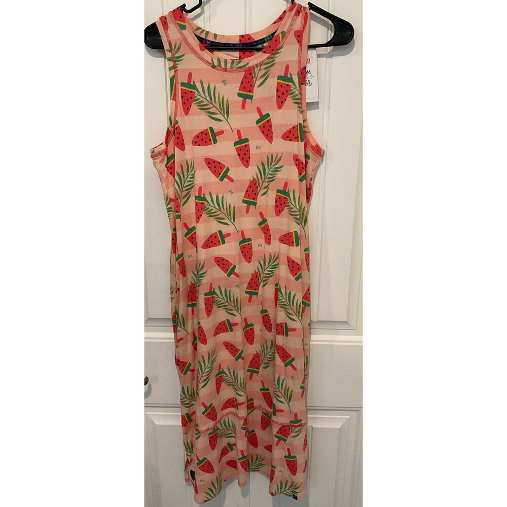 NWT Lug Hopscotch Sleeveless Maxi Dress Watermelon Icepop w/ Pockets Small